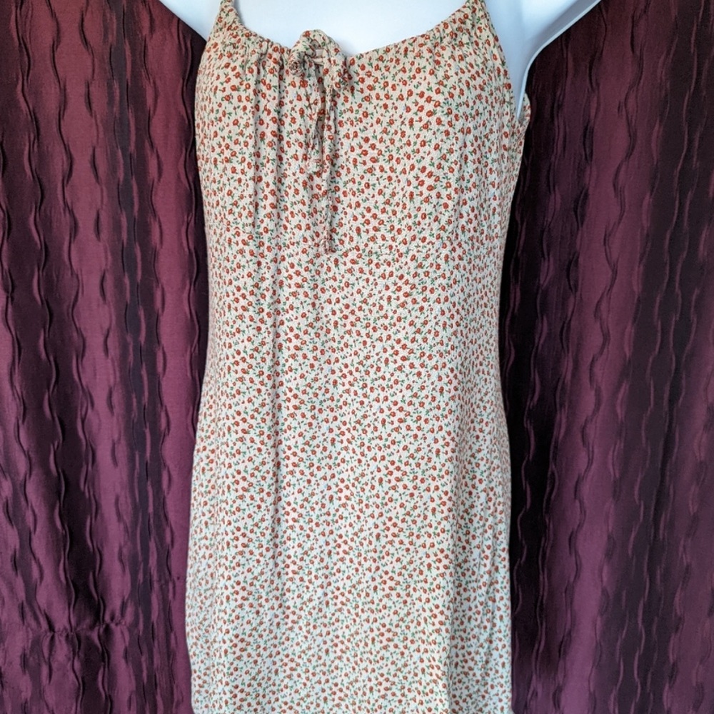cute brandy melville floral red dress with a bow